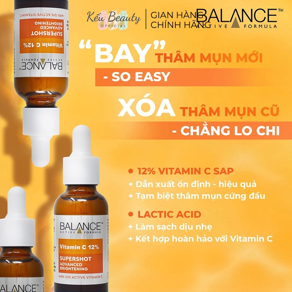 Tinh chất Balance Active Formula Double Booster Serum 30ml (Vitamin C, Hyaluronic &amp; Collagen)