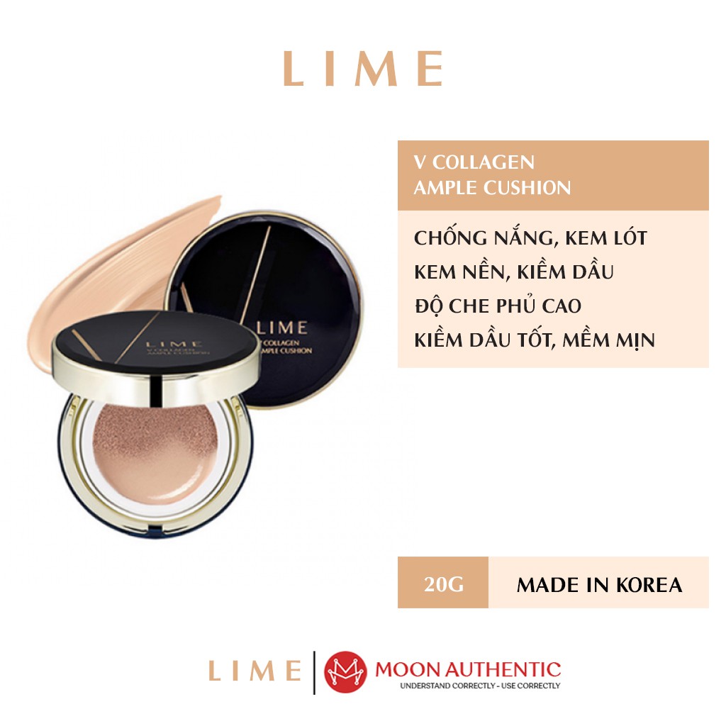 Phấn Nước Cho Da Khô Lime Xanh V Collagen Ample Cushion Hàn Quốc