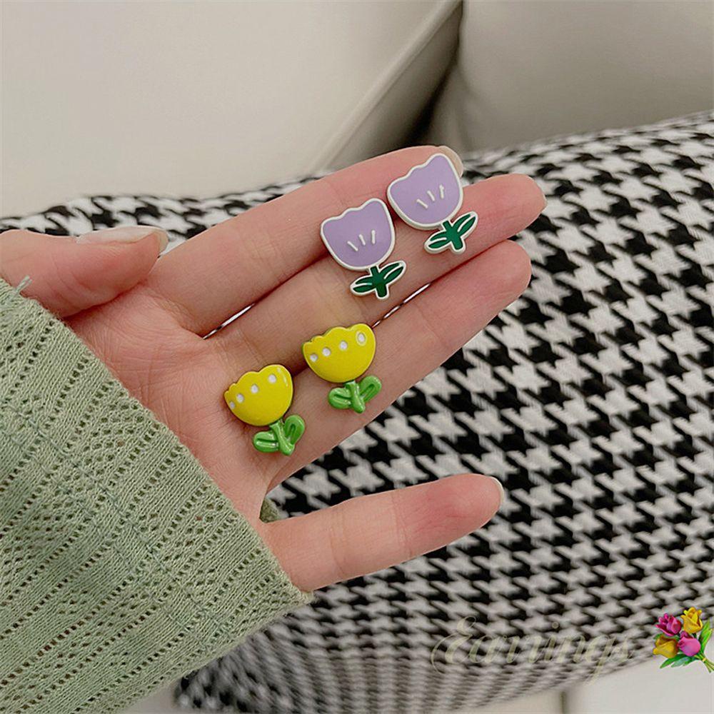 Khuyên Kẹp Vành Tai Tráng Men Hình Hoa Phong Cách Pháp Cổ Điển Thời Trang Mùa Hè Cho Nữ
