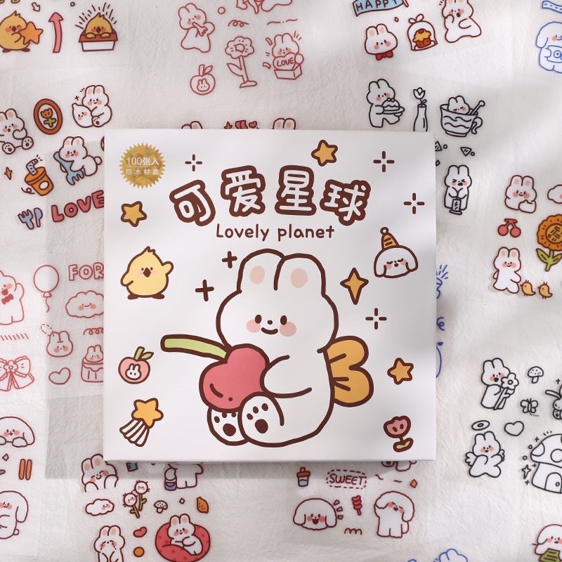 Set 20/50 hình dán bé mèo gấu thỏ xinh xắn _ Sticker cute