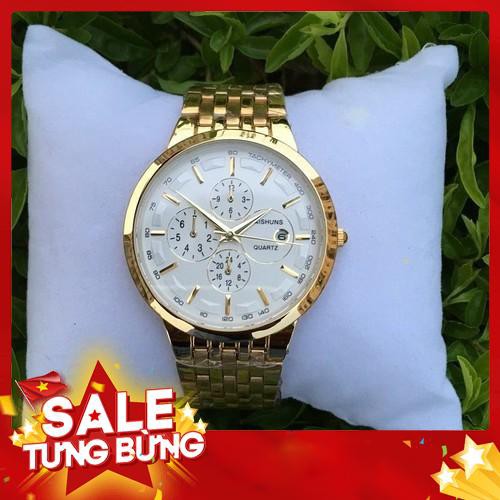Đồng hồ nam Baishuns dây kim loại 305 mặt trắng khung thép mạ vàng GIÁ RẺ BẤT GIỜ - Hàng nhập khẩu
