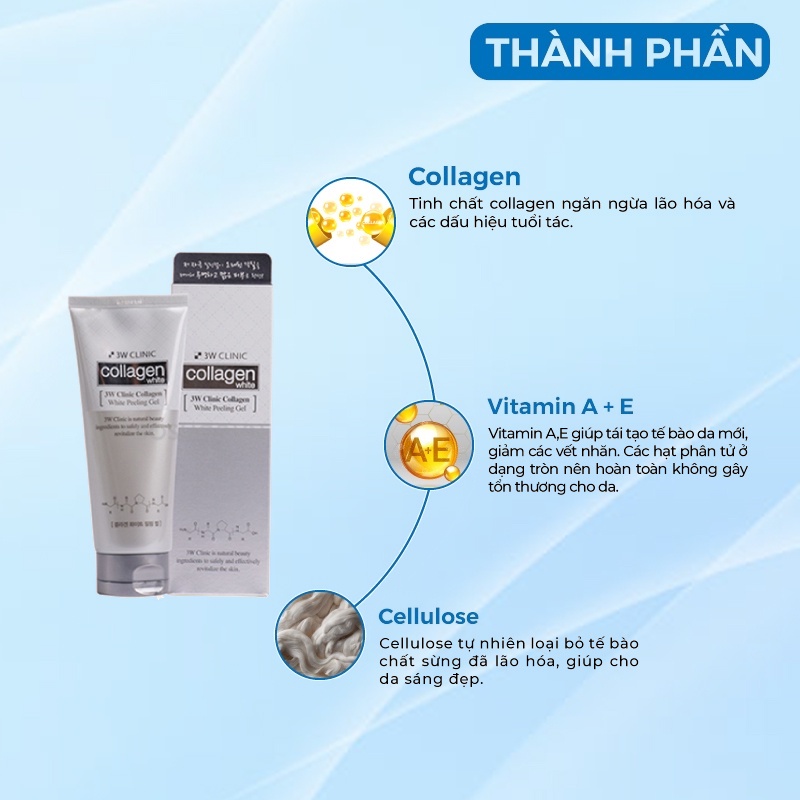Tẩy Da Chết - Tẩy Tế Bào Da Chết Chiết Xuất Từ Collagen 3w Clinic Hàn Quốc 180ml