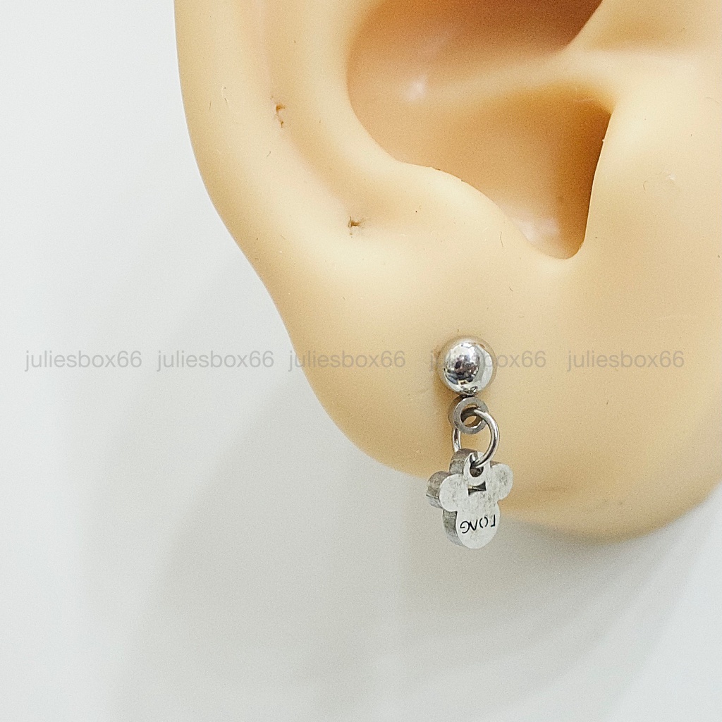 [1 Chiếc] Khuyên Tai Titan Unisex Có Charm Chuột Mickey Bi Tròn Không Gỉ Sét Không Ngứa Bông Tai Julies Box 66