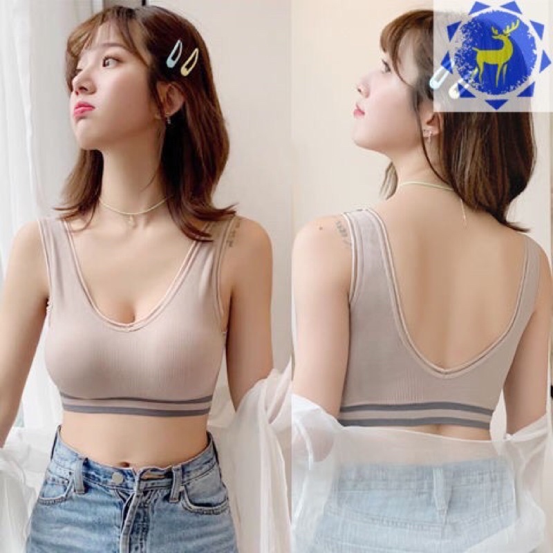 Áo Ngực nữ . Áo Bra chất cotton gân tăm siêu đẹp . Áo bra ba lỗ bản dây to cổ chữ V phối viền siêu đẹp