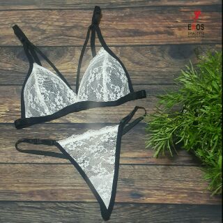Áo lót bralette trắng đen