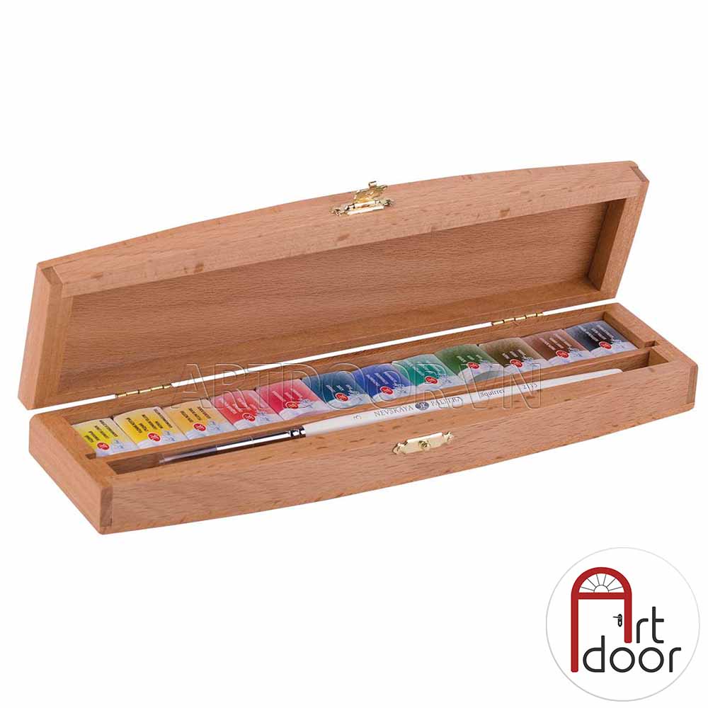 [ARTDOOR] Bộ màu Nước Nén WHITE NIGHTS hạng họa sĩ (hộp gỗ sồi) - 12 Màu