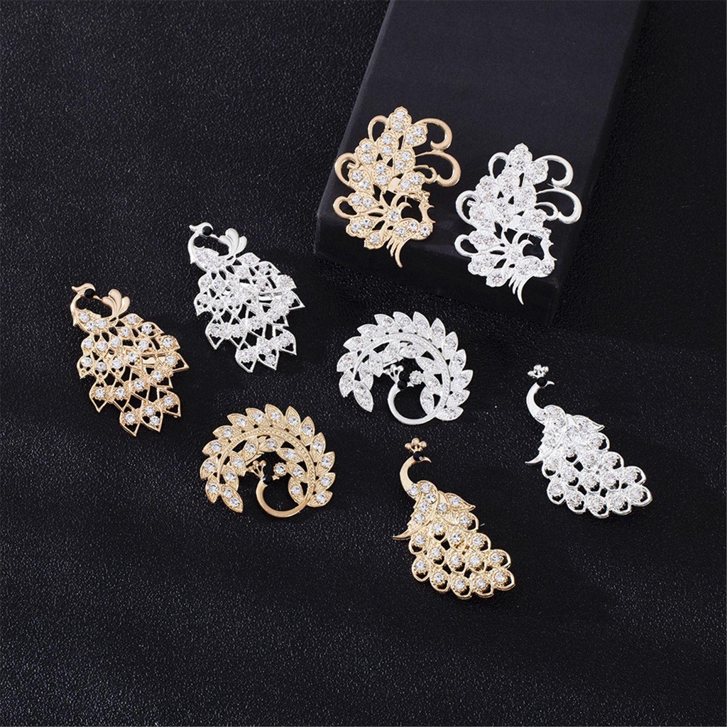 Trâm Cài Áo Hình Con Công Đính Đá|Ghim Hợp Kim