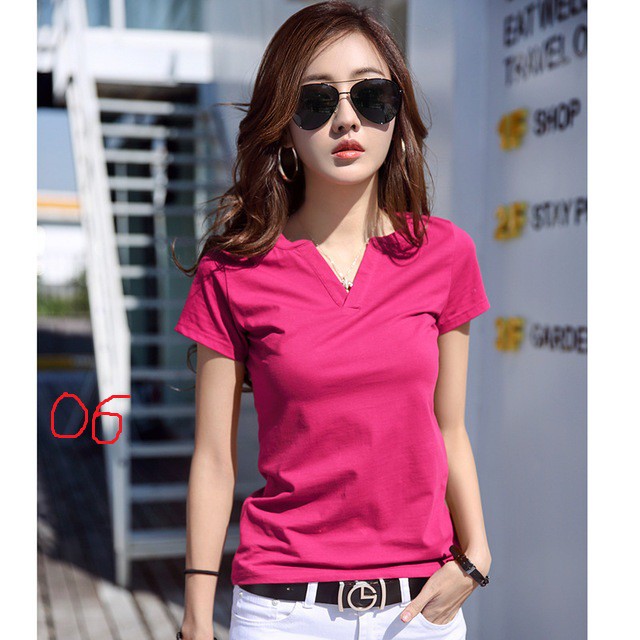 Áo THUN QC 100% COTTON CỔ TIM