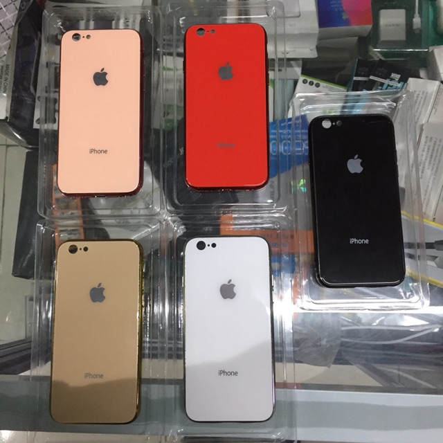 Ốp lưng tráng gương giả iphone 8 viền đồng màu cho iphone 6:6s