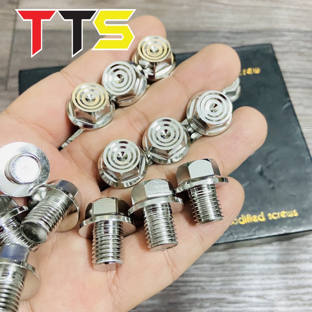 Ốc chân kiếng trụ thái xoắn chỉ kích thước 10ly răng thuận ngược chất liệu inox 304 đơn giản sáng bóng