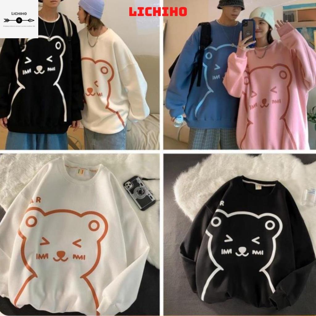 Áo sweater unisex form rộng BEAR AKNM21 LICHIHO jacket nỉ nam nữ hottrend chất lượng giá rẻ dành cho học sinh viên