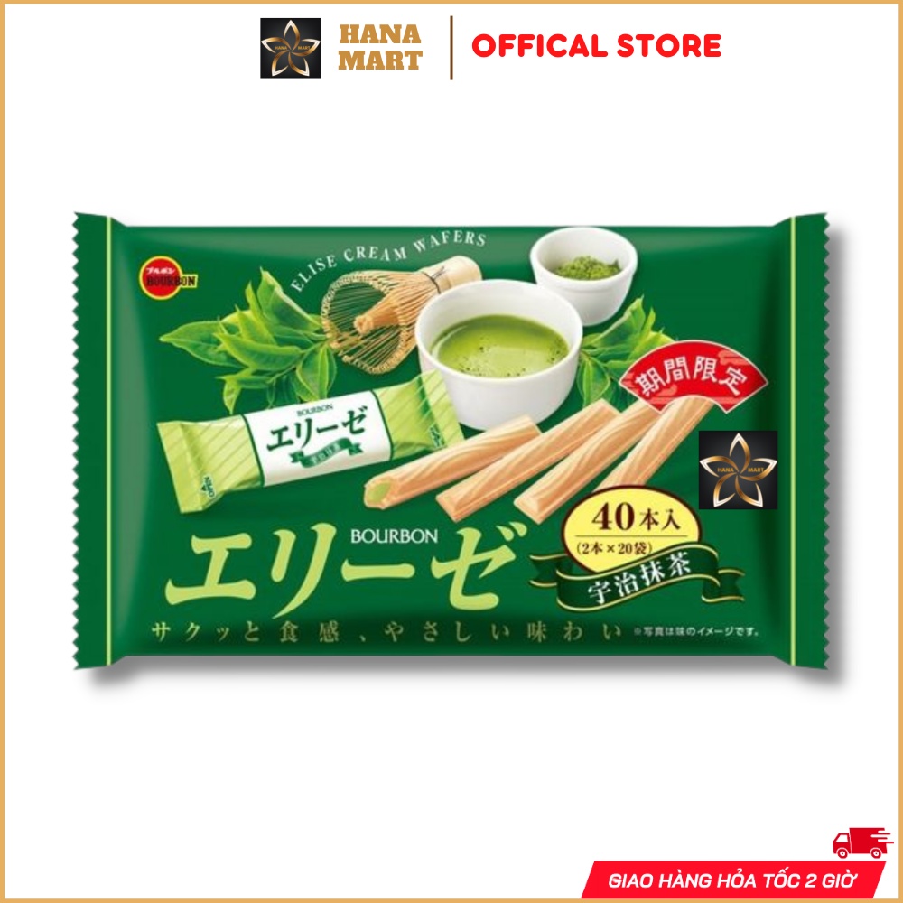 Bánh quế Bourbon phủ socola trà xanh Elise Uji Matcha 129g