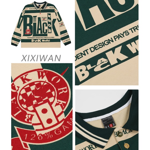 Áo thun cổ polo tay dài dáng rộng phong cách đường phố kiểu Mỹ cá tính | BigBuy360 - bigbuy360.vn