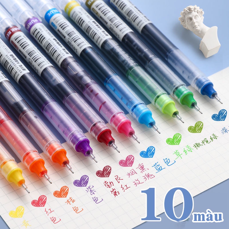 Bút mực nước ngòi kim nét 0.5mm B49 bút viết mực đen, xanh, đỏ phong cách basic tối giản
