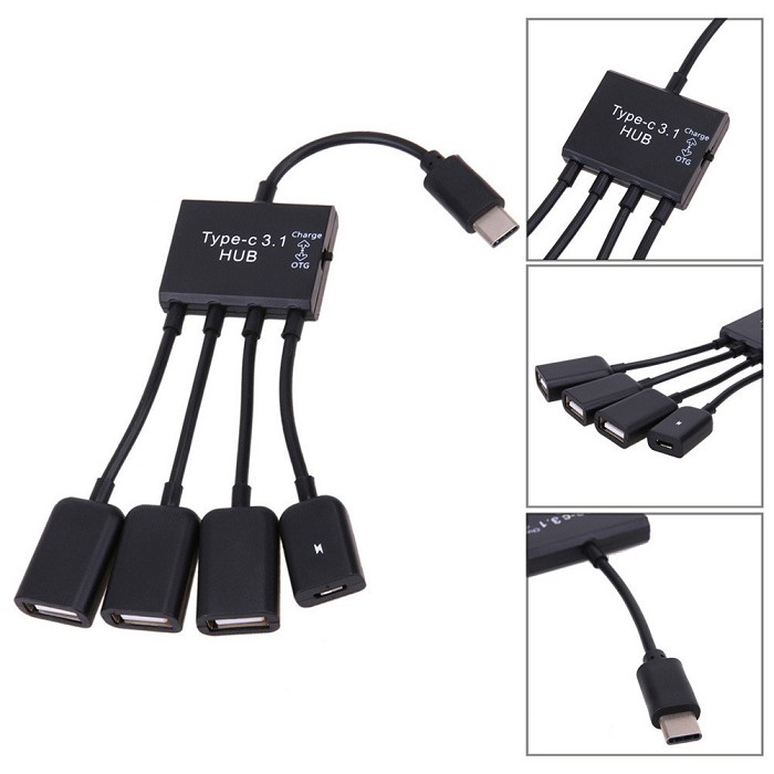 Cáp OTG Type-C ra 3 cổng USB