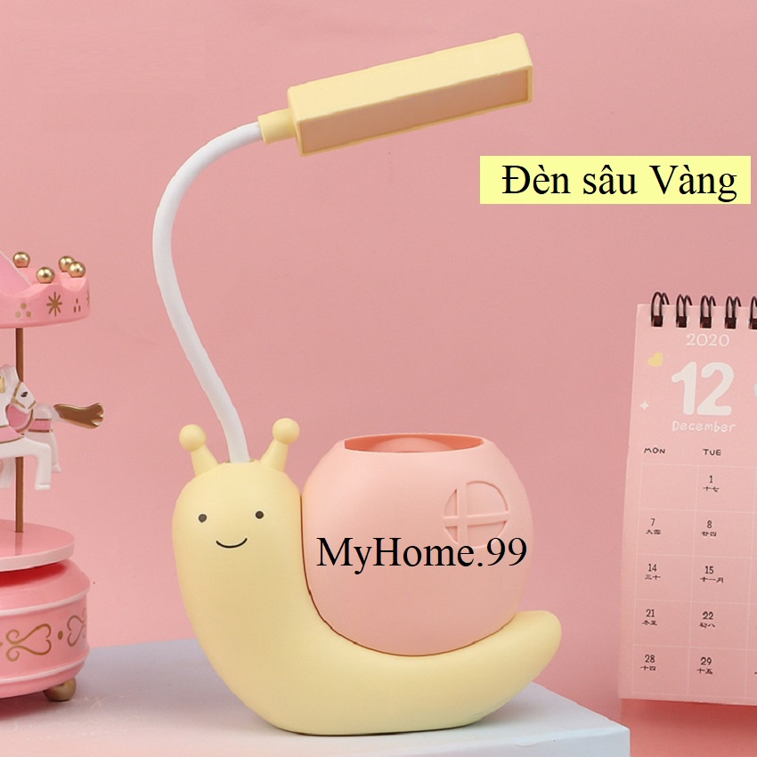 Đèn Học Để Bàn Mini Hình Ốc Sên Siêu Dễ Thương Kèm Ống Bút