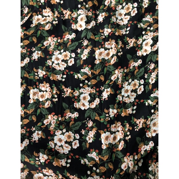 Vải lanh tơ đen hoa