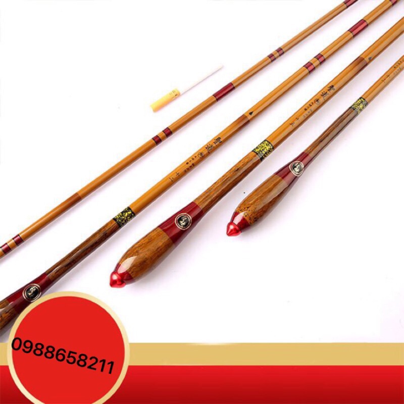 Cần câu tay carbon siêu nhẹ xoắn toàn thân 4H vân gỗ- cần tay