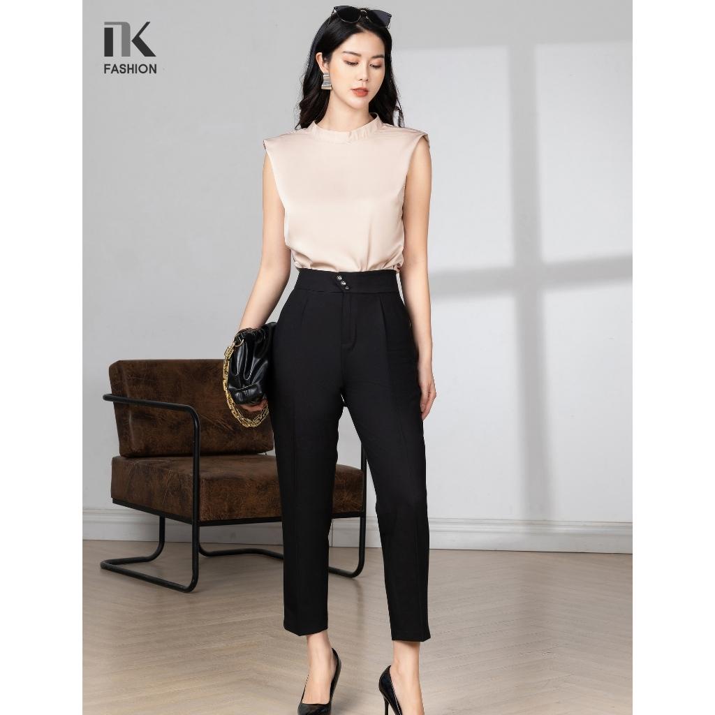 Quần Baggy Nữ Công Sở NK FASHION Thiết Kế Cạp Cao 3 Cúc, Chất Vải Mềm Nhẹ Co Giãn NKQU2203007
