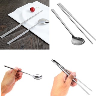 Bộ Muỗng Đũa Bằng Thép Không Gỉ Phong Cách Hàn Quốc 1