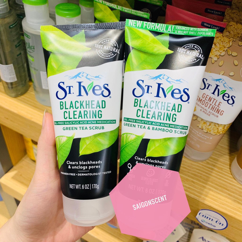 Tẩy tế bào chết St. Ives Green Tea Clearing Blackhead Scrub ( 170g )