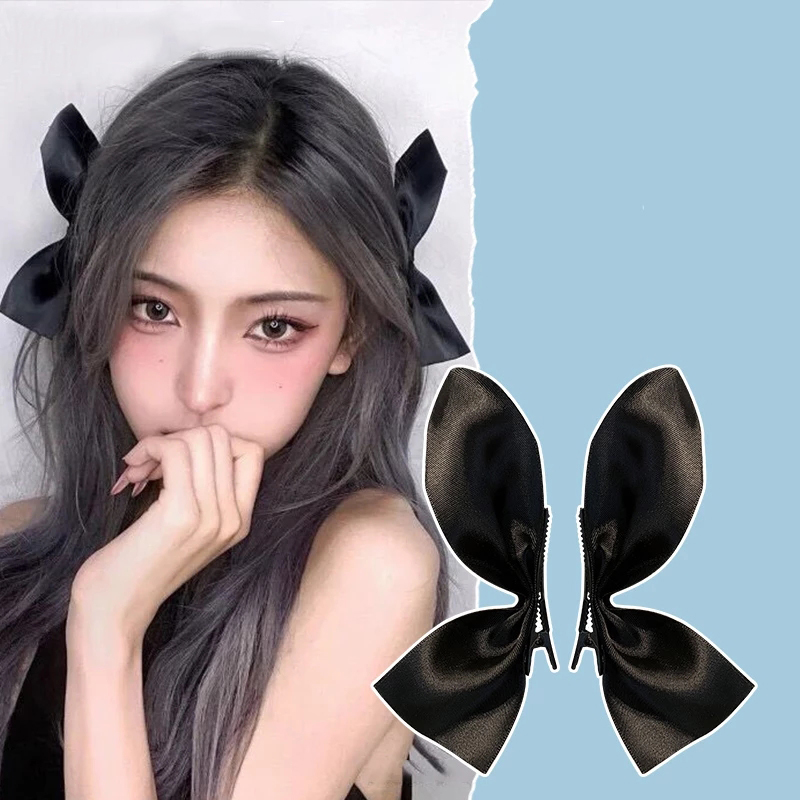 Bộ 2 kẹp tóc hình nơ đơn giản kiểu Hàn Quốc xinh xắn cho nữ