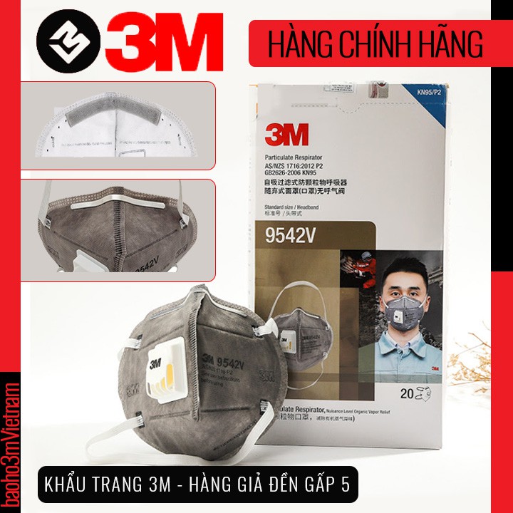 [Một chiếc] Khẩu trang 3M 9542V - Khẩu trang có lớp than hoạt tính đạt chuẩn PM2.5