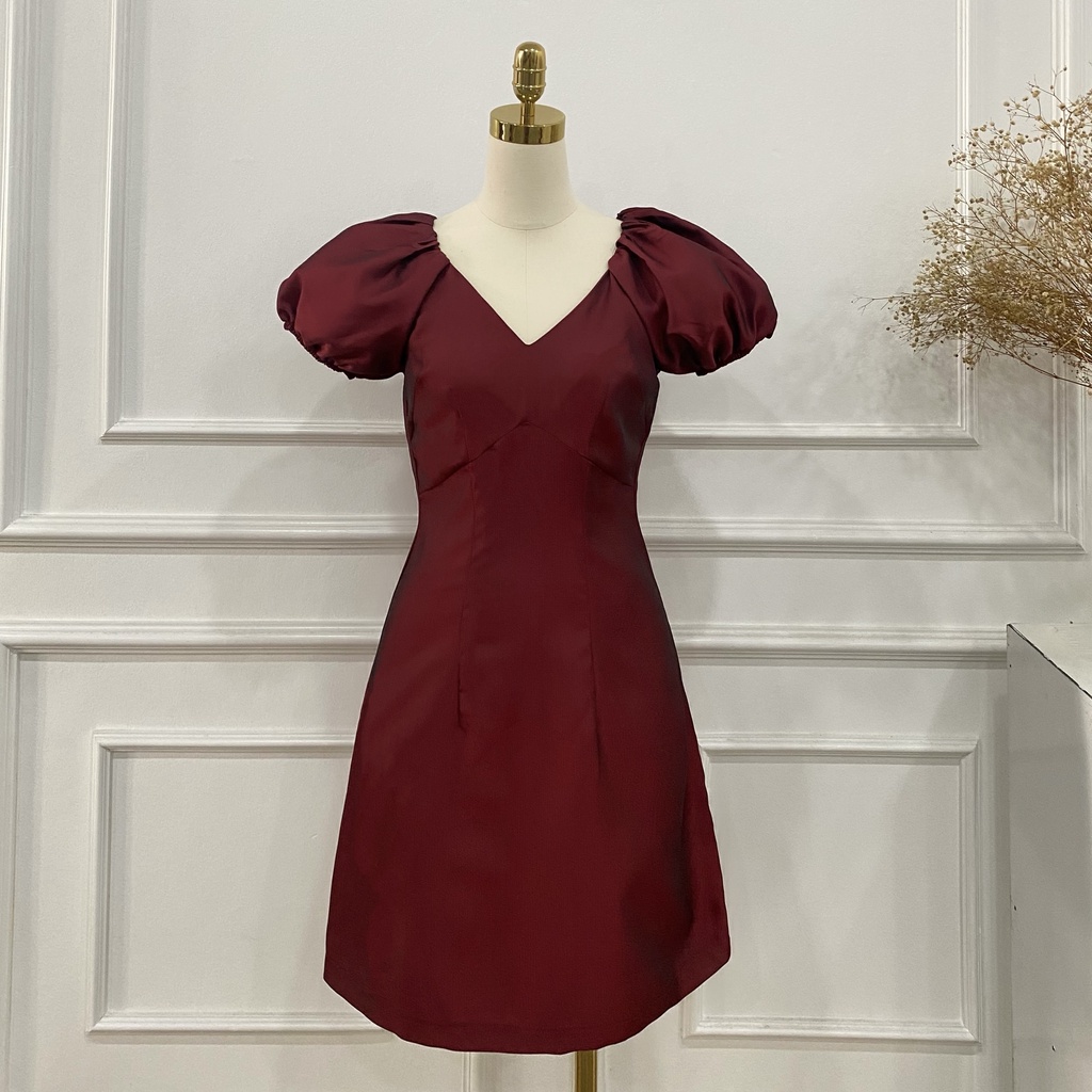 Đầm nữ cổ V, tay bồng, đầm thiết kế sang trọng TK Fashion - DK912 Bóng