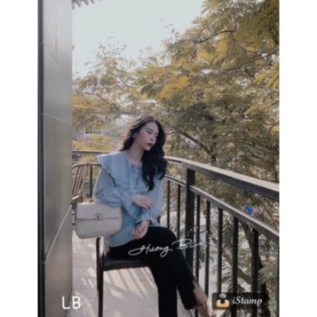 Áo sơ mi cổ viền bèo khuy ngọc 2 màu hot