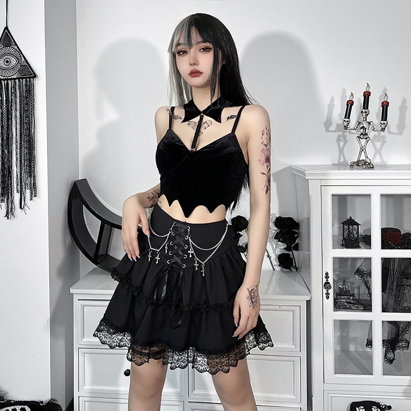 XIXI Chân Váy Lưng Cao Thiết Kế Đan Dây Độc Đáo Thời Trang Cho Nữ