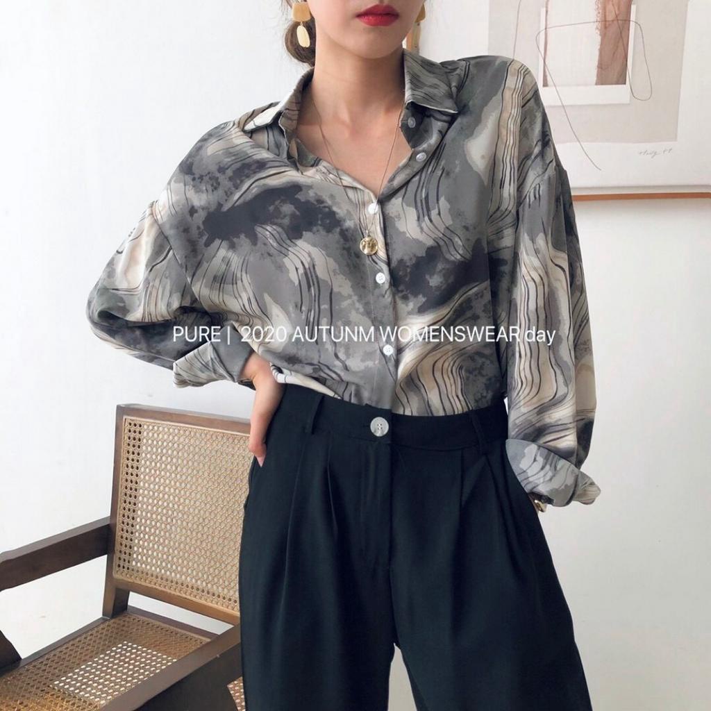 Áo Sơ Mi Dài Tay In Họa Tiết Xinh Xắn Dành Cho Nữ