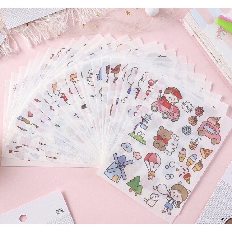 Sticker18 mẫu hình dán cậu bé cô bé xinh