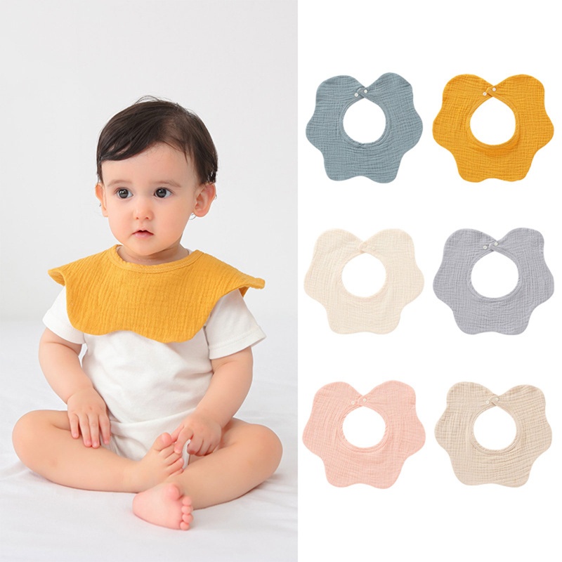 Yếm Ăn Cotton Mềm Mại Xoay 360 Độ In Họa Tiết Hoa Xinh Xắn Dành Cho Các Bé