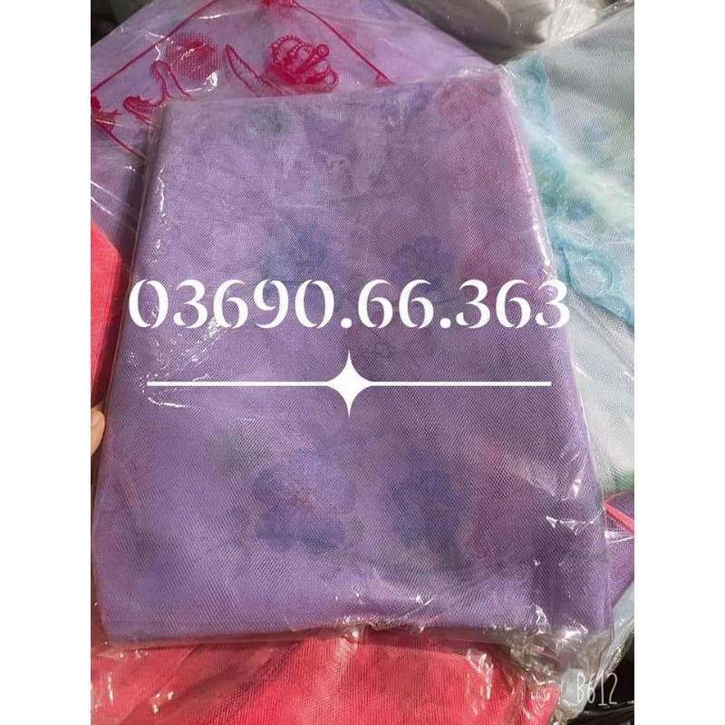 Mùng ngủ 2m x 3m lưới hoa nhiều màu_  ảnh thật