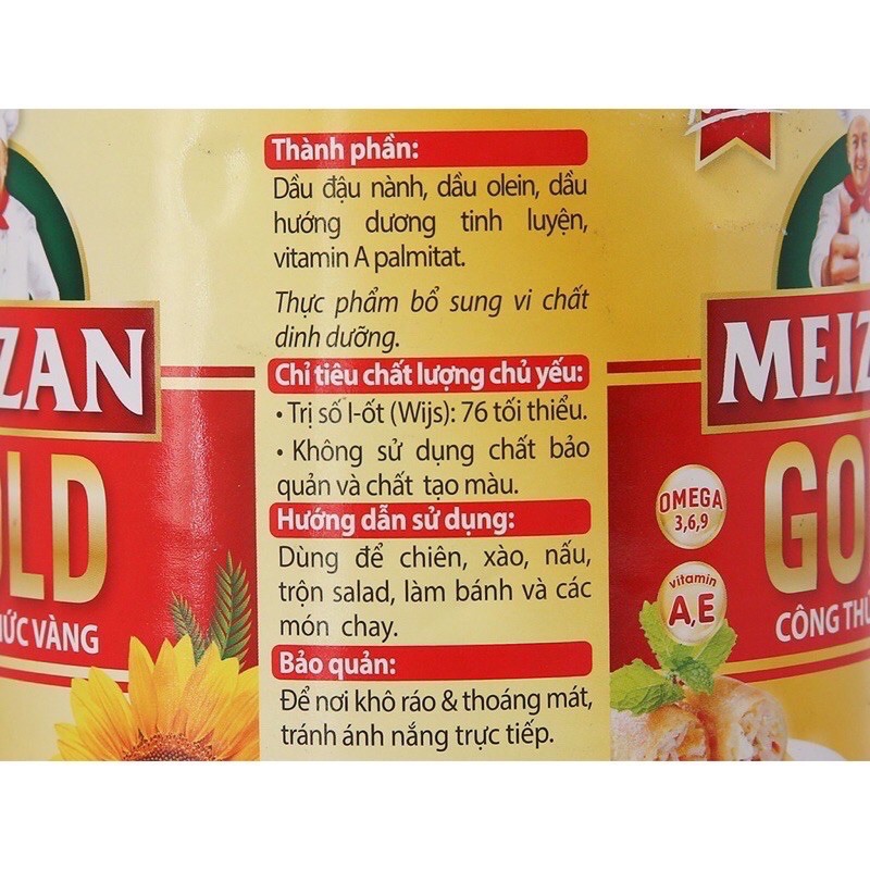 dầu ăn thực vật meizan gold can 2L