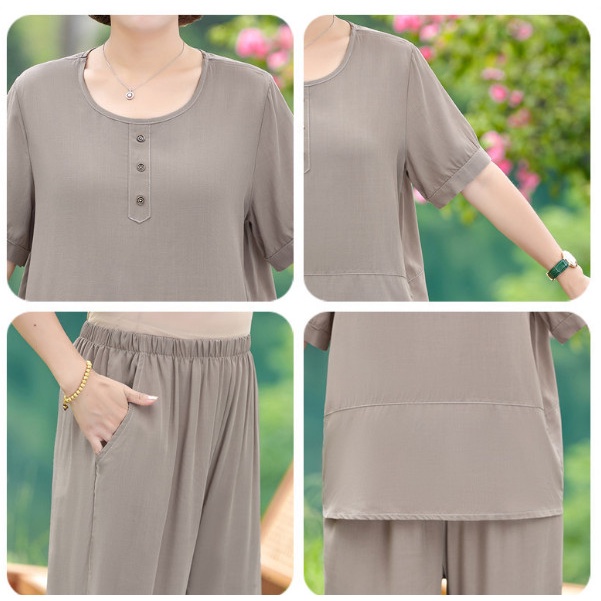 (HÀNG SẴN) Bộ Đồ Lụa Cotton Mềm Đẹp Cho Mẹ AB29 - Hàng Quảng Châu Cao Cấp