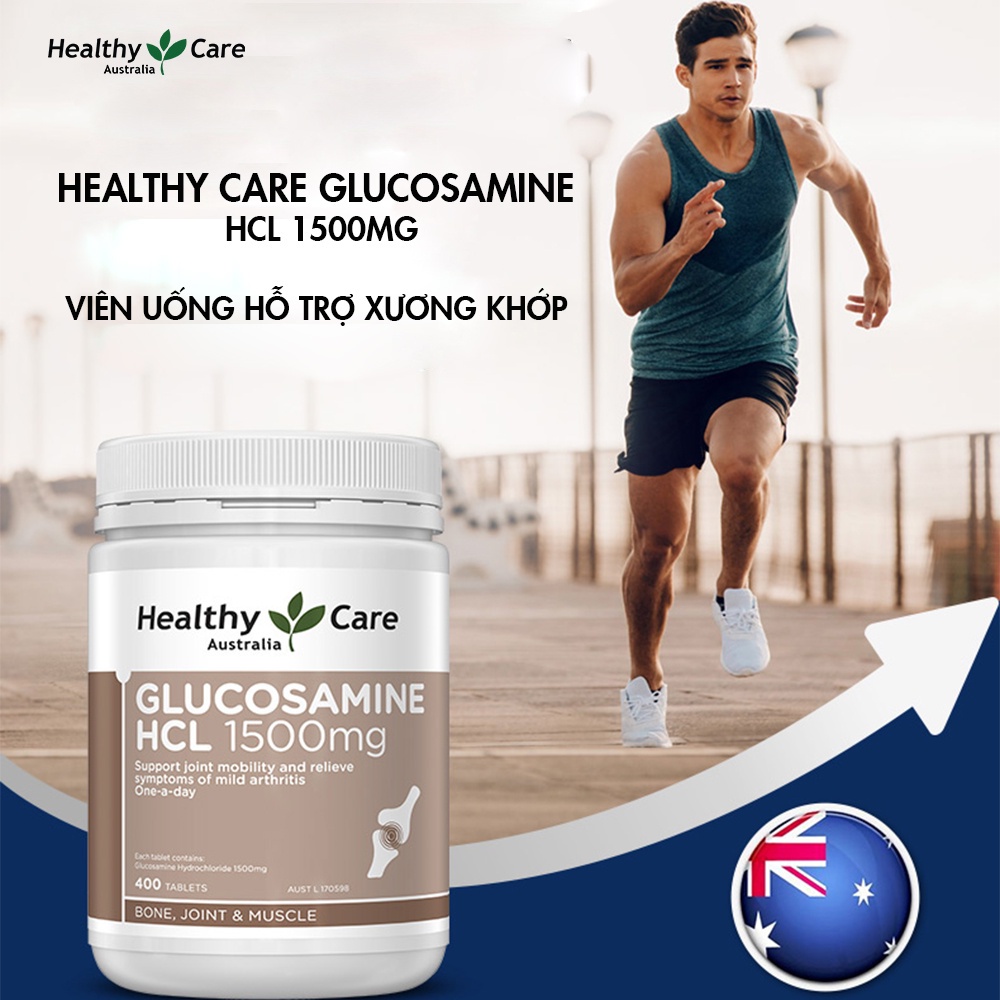 Viên Uống Hỗ Trợ Giảm Đau Nhức Xương Khớp Healthy Care Glucosamine HCL 1500mg 400 Viên