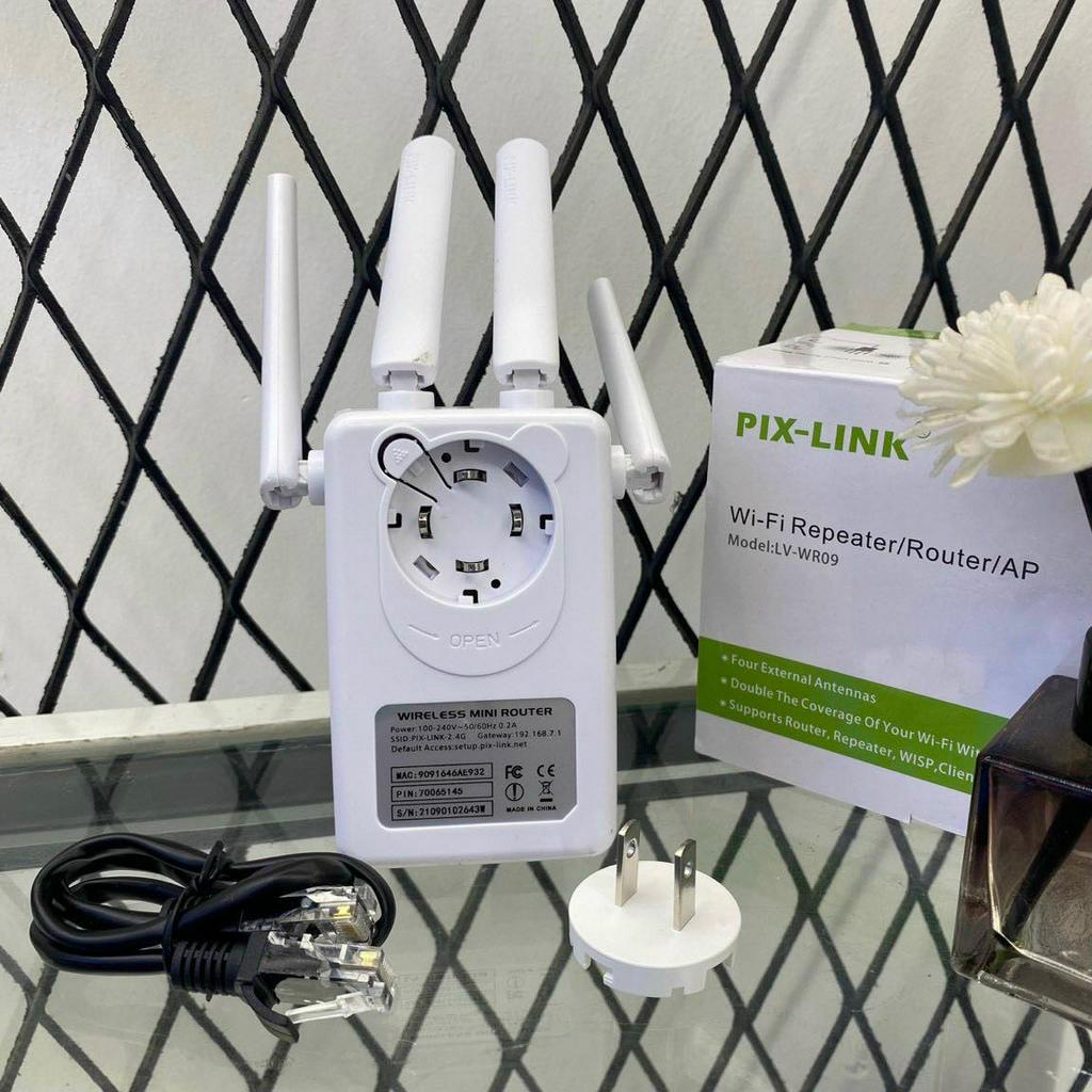 Kích Sóng Wifi Pix Link WR09 4 Râu 300Mbps Phát Xuyên Tường Mở Rộng Wifi Nhà Ở, Văn Phòng - Hàng Loại 1