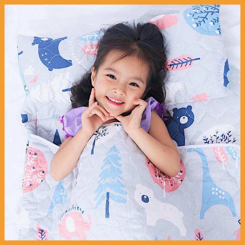 TÚI NGỦ CHO BÉ 4-12 TUỔI BỘ 3 TRONG 1 (NỆM, MỀN , GỐI) SATIN CAO CẤP