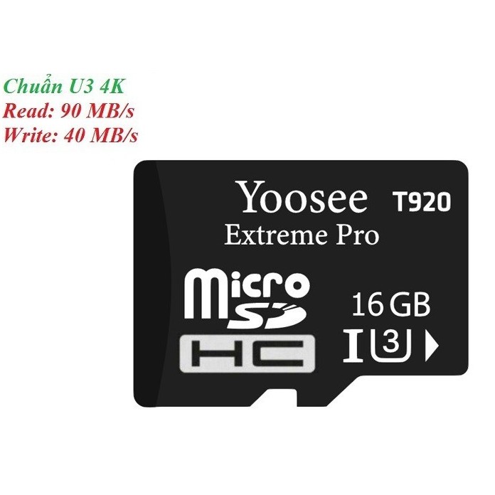 Thẻ Nhớ 16Gb Micro Sdhc Yoosee Extreme Pro T920 Uhs-I U3 4K 95 Mb/S  - Cho Camera Và Điện Thoại | BigBuy360 - bigbuy360.vn