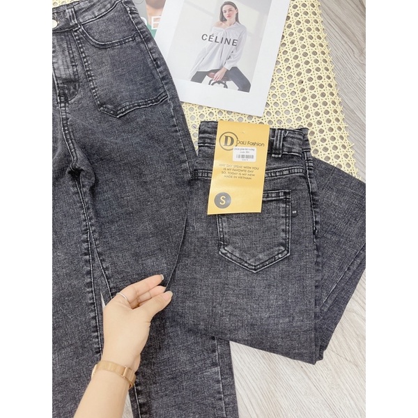 Quần jeans co giãn cạp cao túi vuông | BigBuy360 - bigbuy360.vn