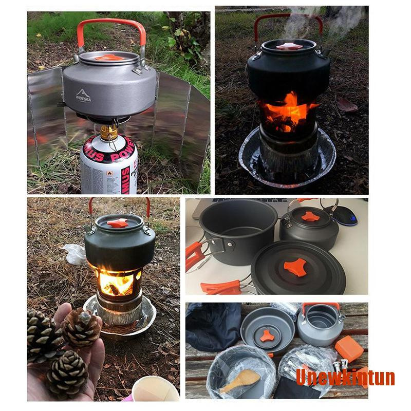 UNEW Camping Tableware Outdoor Cookware Set Pots Tourist Equipment Utensils Hi