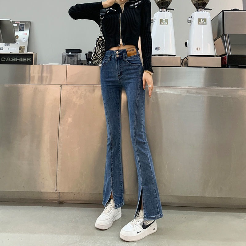 Quần Jeans Nữ Lưng Cao Ống Loe Plus Size Thời Trang