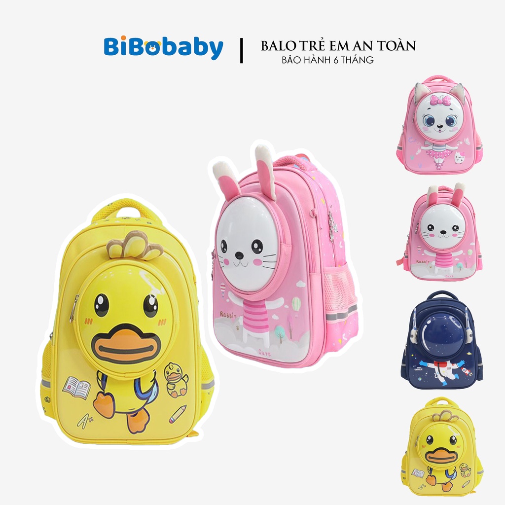 Balo hình thú cho bé trai và gái họa tiết đáng yêu ngộ nghĩnh vải cao cấp an toàn chính hãng Bibobaby 1025