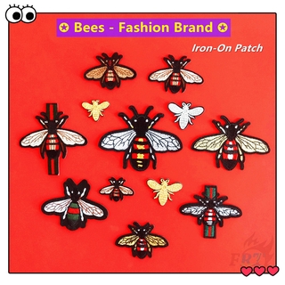 ♚ thương hiệu thời trang - sticker ủi thêu hình con ong ♚ 1 sticker ủi thêu hình huy hiệu
