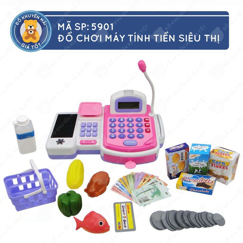 [LHai] Đồ chơi máy tính tiền siêu thị mini màu hồng dùng pin có âm thanh cho bé 5901 - Đồ khuyến mãi giá tốt