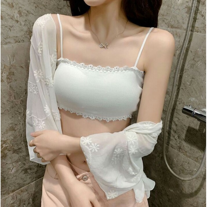 Áo bra ren nữ len tăm không dây thể thao nâng ngực - Áo bralette cotton mềm không gọng mút mỏng cài sau