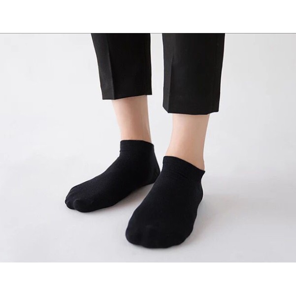 Set 10 đôi Tất trơn CỔ NGẮN Nam Nữ VNXK , vải dày dặn, chất liệu cotton thoáng mát khử mùi