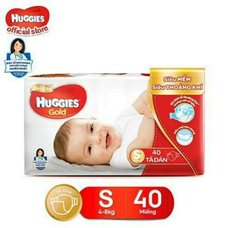 Combo 2 Gói Tã Dán Huggies Gold Cao Cấp S40