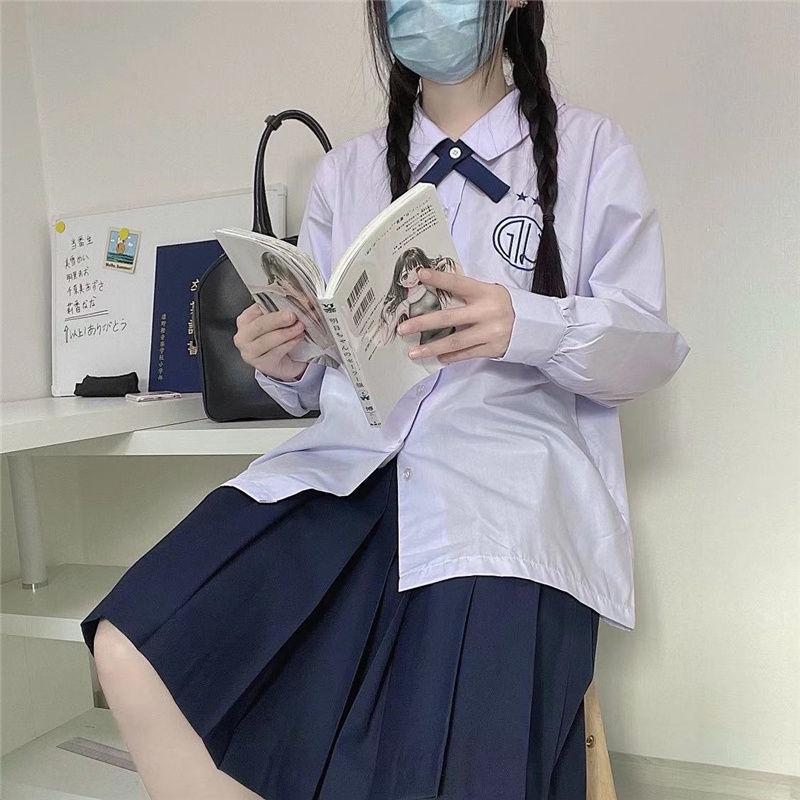 Áo sơ mi đồng phục Thái Lan tay ngắn màu hoa oải hương dễ phối đồ